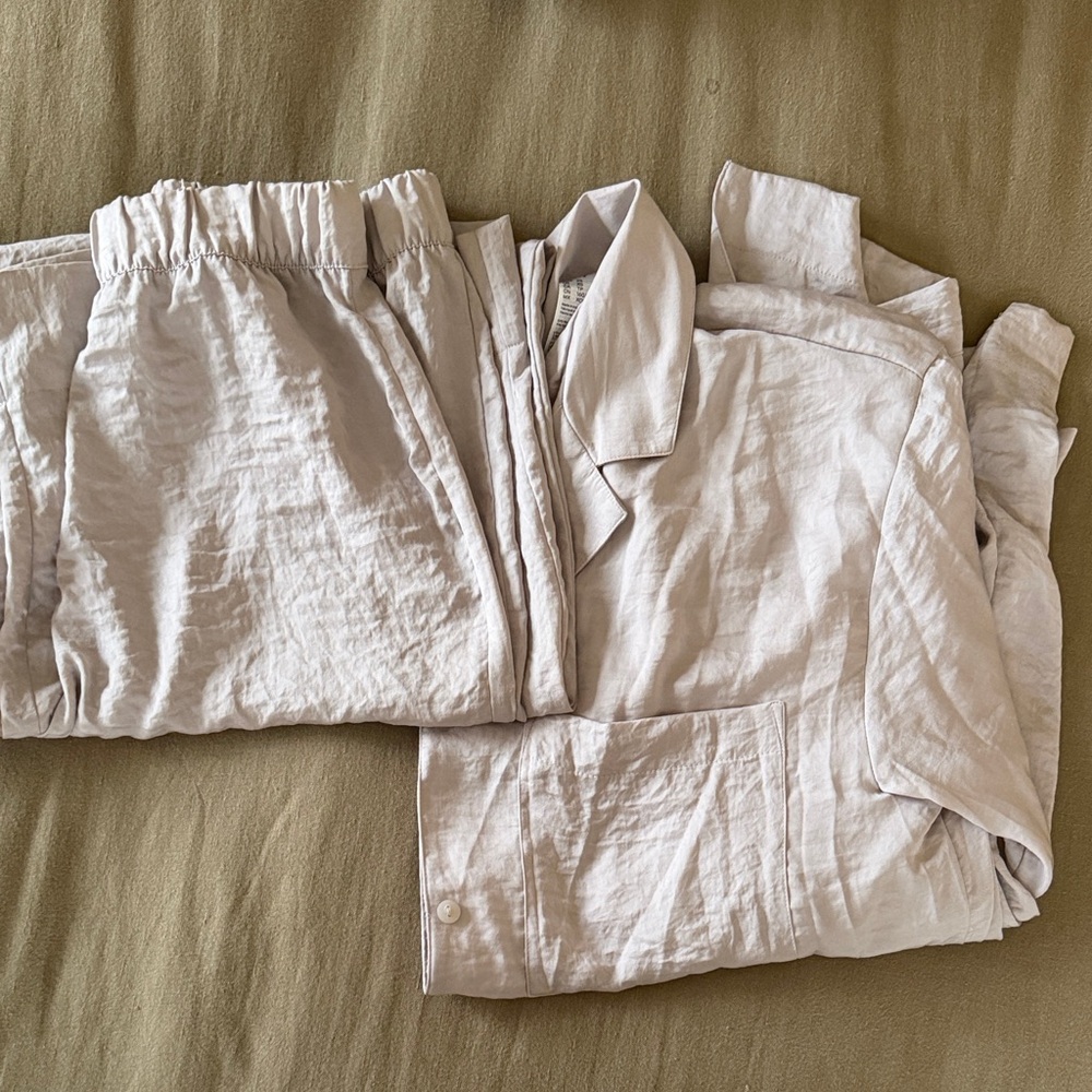 Light Grey Silk Pajama Set